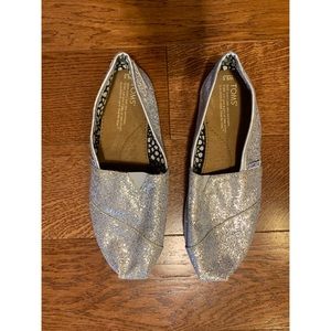 Toms silver glitter shoes